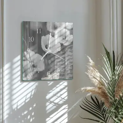 Decoratieve glazen klok vierkant Klaprozen