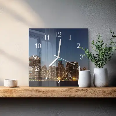 Vierkante glazen wandklok Horizon