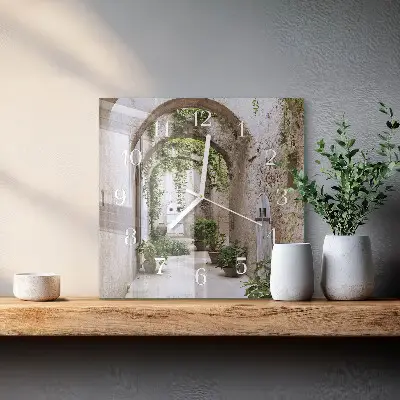 Vierkante glazen wandklok Plantensteeg