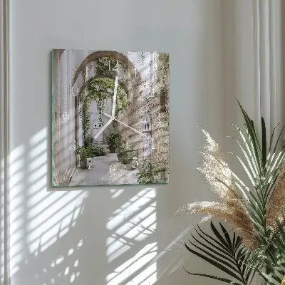 Vierkante glazen wandklok Plantensteeg