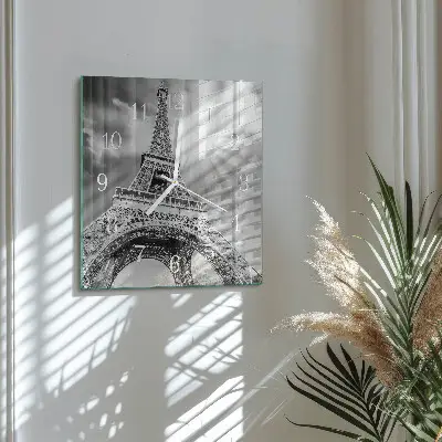 Moderne wandklok glas vierkant Eiffeltoren parijs