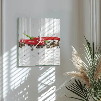 Vierkante glazen wandklok Peperkorrels