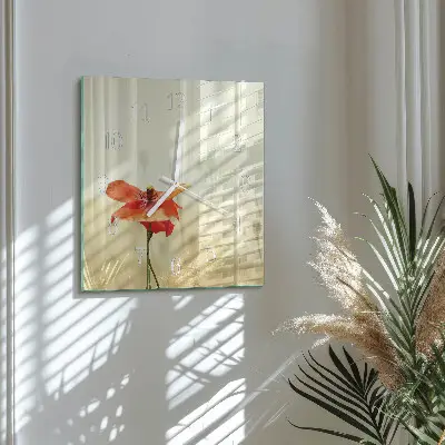 Decoratieve glazen klok vierkant Papaver