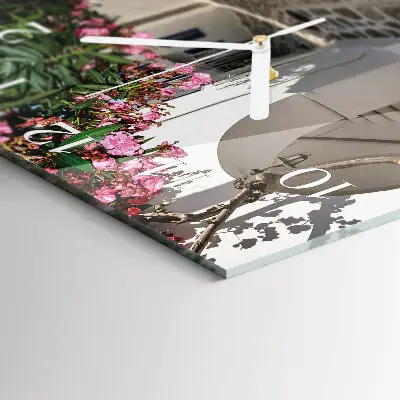Moderne wandklok glas vierkant Bloemensteeg