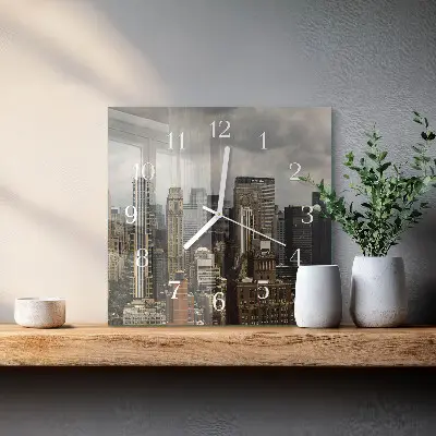 Moderne wandklok glas vierkant Horizon