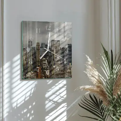 Moderne wandklok glas vierkant Horizon