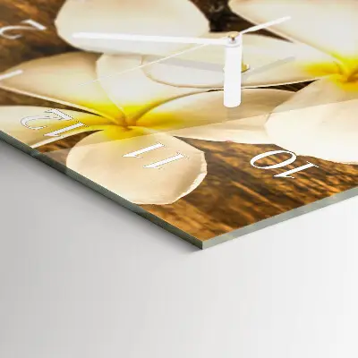 Vierkante glazen wandklok Bloemen