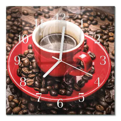 Decoratieve glazen klok vierkant Een kopje koffie