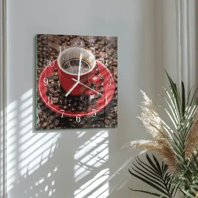 Decoratieve glazen klok vierkant Een kopje koffie
