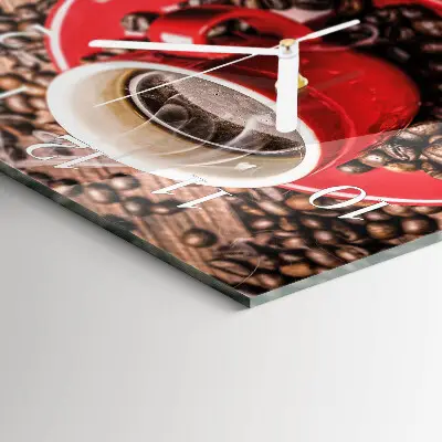 Decoratieve glazen klok vierkant Een kopje koffie