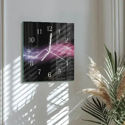 Vierkante glazen wandklok Abstracte lijnen