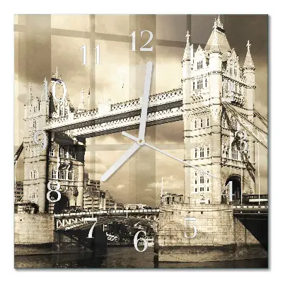 Decoratieve glazen klok vierkant London bridge in sepia