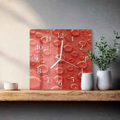 Moderne wandklok glas vierkant Waterdruppels