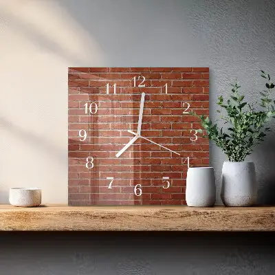 Vierkante glas klok Bakstenen muur