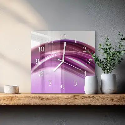 Vierkante glazen wandklok Abstracte lijnen