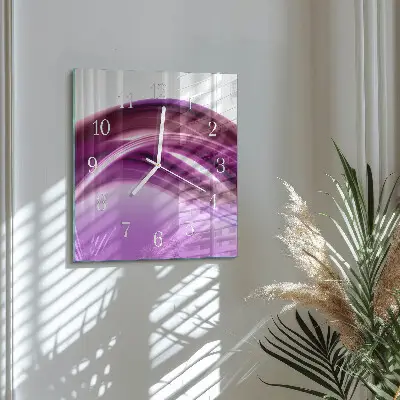Vierkante glazen wandklok Abstracte lijnen