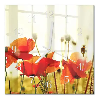 Moderne wandklok glas vierkant Klaprozen