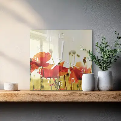 Moderne wandklok glas vierkant Klaprozen