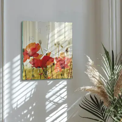 Moderne wandklok glas vierkant Klaprozen