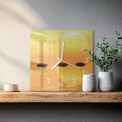 Vierkante glazen klok Waterzon