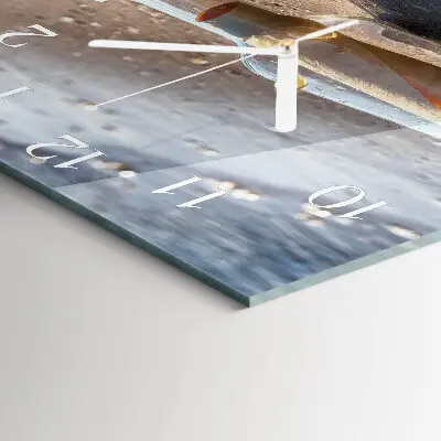Moderne wandklok glas vierkant Bericht in een fles