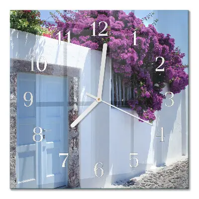 Vierkante glas klok Huisbloemen