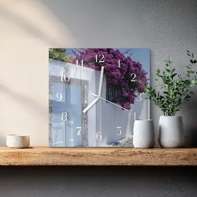 Vierkante glas klok Huisbloemen