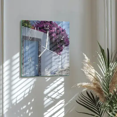 Vierkante glas klok Huisbloemen