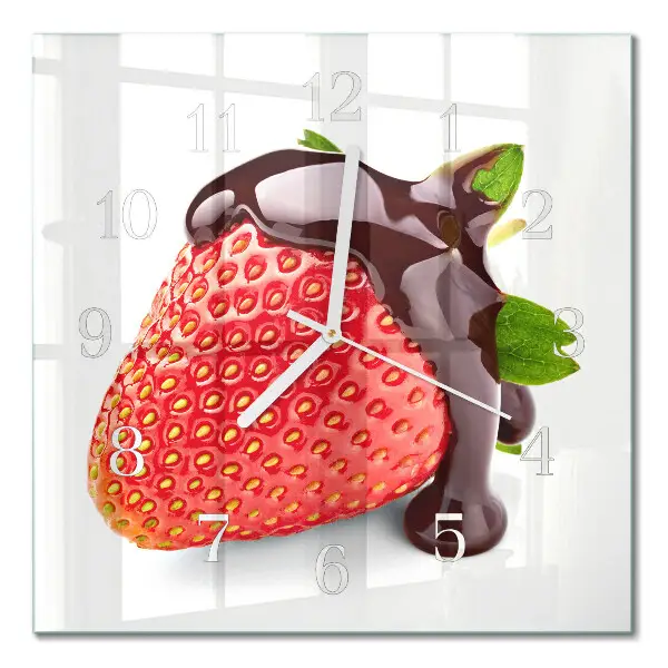 Decoratieve glazen klok vierkant Aardbeienchocolade