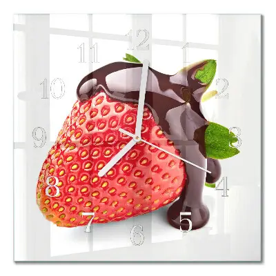 Decoratieve glazen klok vierkant Aardbeienchocolade
