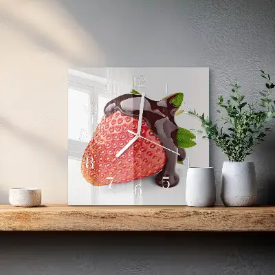 Decoratieve glazen klok vierkant Aardbeienchocolade