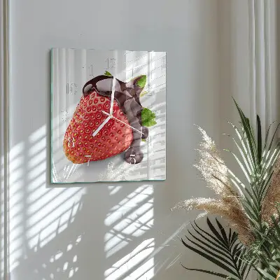 Decoratieve glazen klok vierkant Aardbeienchocolade