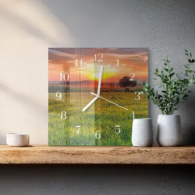 Decoratieve glazen klok vierkant Weidelandschap