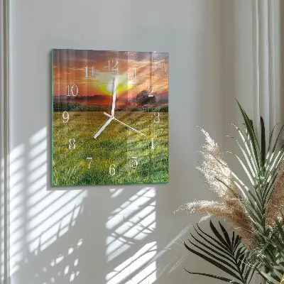 Decoratieve glazen klok vierkant Weidelandschap