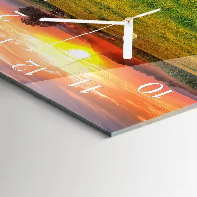 Decoratieve glazen klok vierkant Weidelandschap