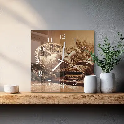 Moderne wandklok glas vierkant Brood