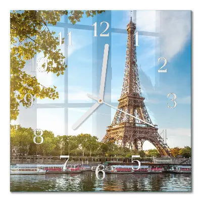 Vierkante glazen klok Eiffeltoren parijs