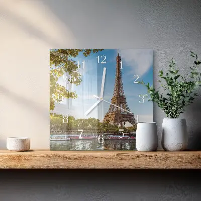 Vierkante glazen klok Eiffeltoren parijs