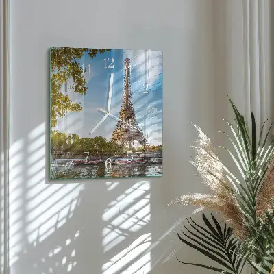 Vierkante glazen klok Eiffeltoren parijs