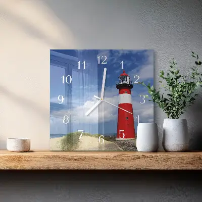 Moderne wandklok glas vierkant Vuurtoren