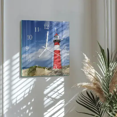Moderne wandklok glas vierkant Vuurtoren