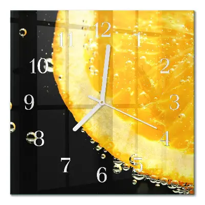 Vierkante glazen wandklok Citrus