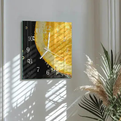 Vierkante glazen wandklok Citrus