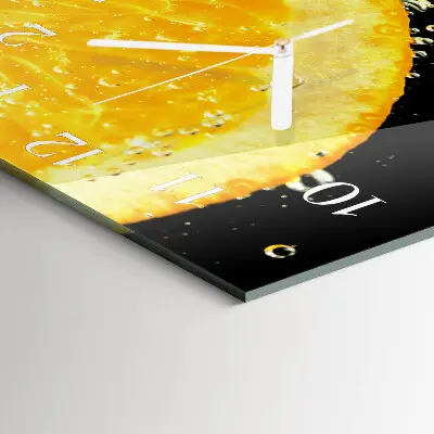 Vierkante glazen wandklok Citrus