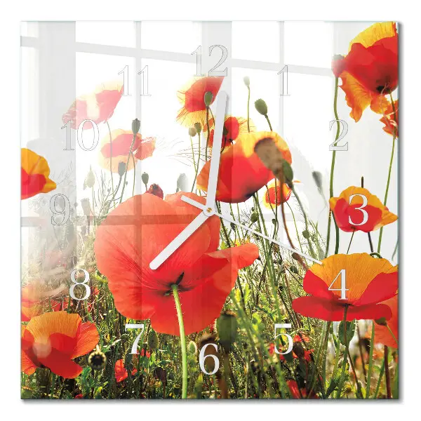 Moderne wandklok glas vierkant Klaprozen