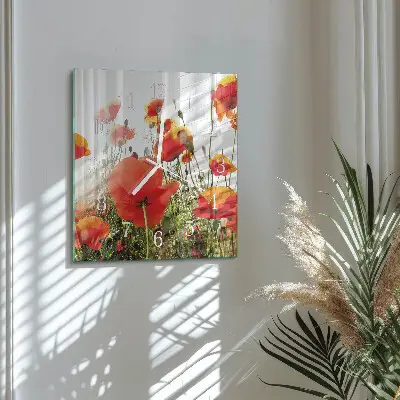 Moderne wandklok glas vierkant Klaprozen