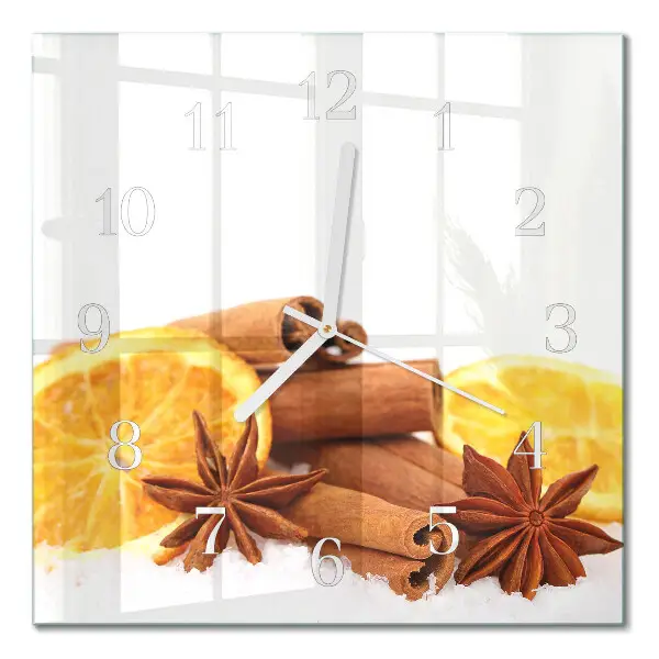 Moderne wandklok glas vierkant Vanille met citroen