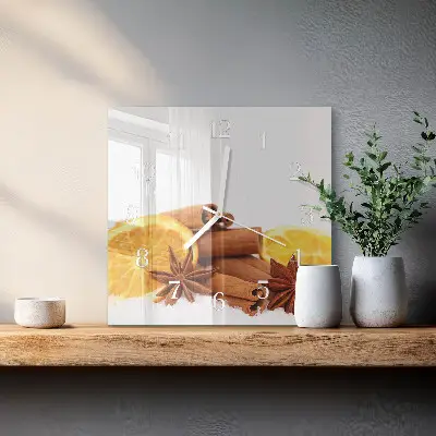 Moderne wandklok glas vierkant Vanille met citroen