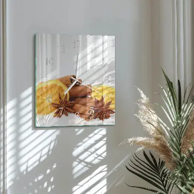 Moderne wandklok glas vierkant Vanille met citroen