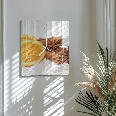 Moderne wandklok glas vierkant Citroenvanille